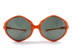 Retro May Hexagonal Marbled Orange Midcentury Made In Usa 1970'S Sunglasses