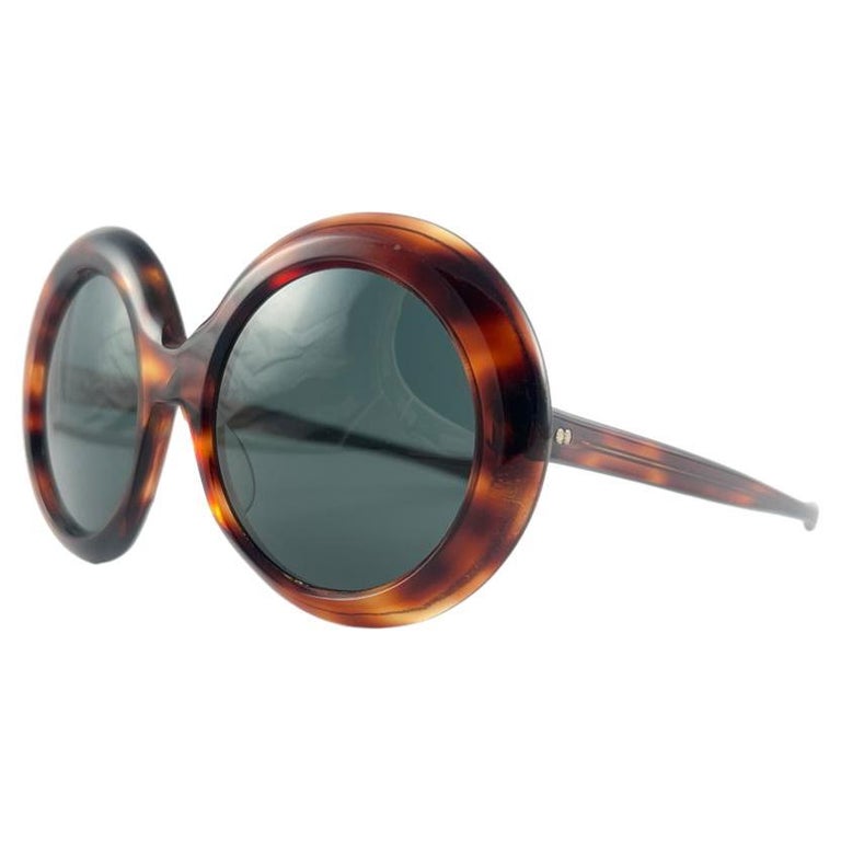 Vintage May Mask Round Oversized Tortoise 1970'S Sunglasses Made In Usa