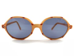 Gafas de sol Vintage May Oval Orange Frame Blue Lens Midcentury Made In Usa 1970'S