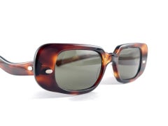Vintage May Rectangular Midcentury Tortoise Frame 1960'S Sunglasses Made In Usa