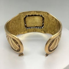 Vintage Mayan 18k Folk Art Cuff Bangle Unisex Bracelet 70.7 Gram 7.5 Inch Wrist