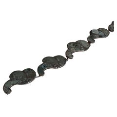 Vintage Mayan Revival Bracelet Sterling & Malachite Taxco Mosaico Azteca