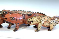 Vintage Mayan Style Pottery Animal Figures Set Collection Mythical Forest 20th C