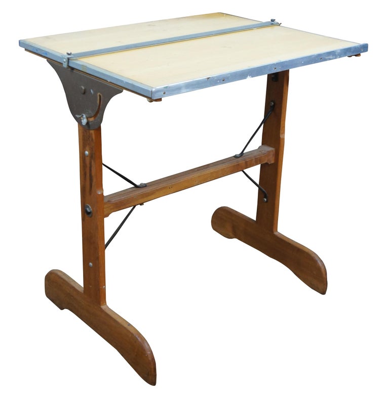 Vintage Mayline Adjustable Trestle Base Drafting Drawing Easel Table