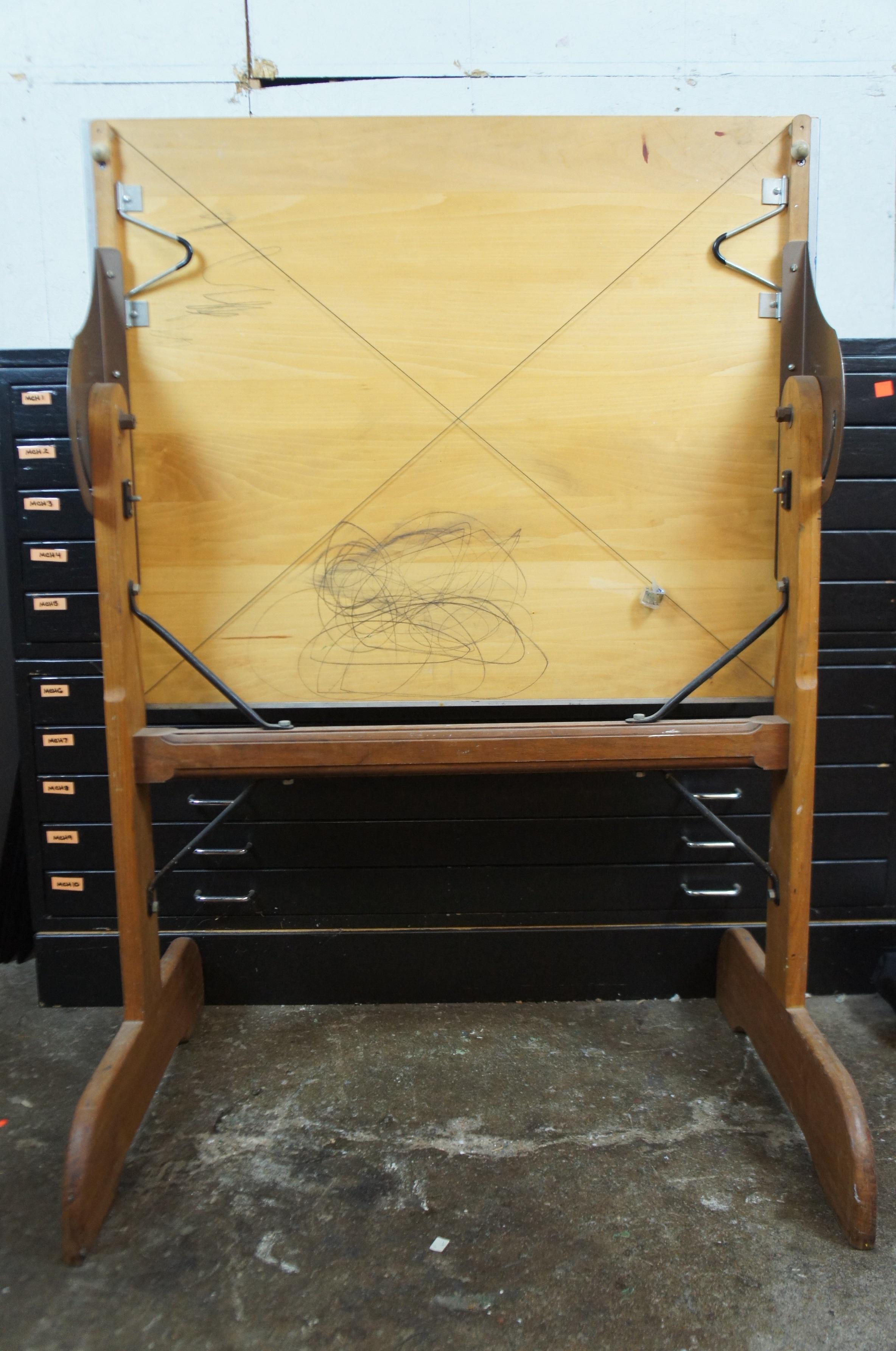 Metal Vintage Mayline Adjustable Trestle Base Drafting Drawing Easel Table