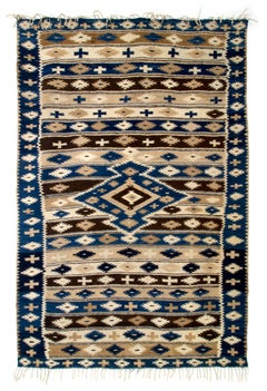 Vintage Mayo Yoreme Serape in Natural Wool, Earth Tone Striped Textile