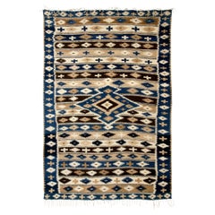 Vintage Mayo Yoreme Serape in Natural Wool, Earth Tone Striped Textile