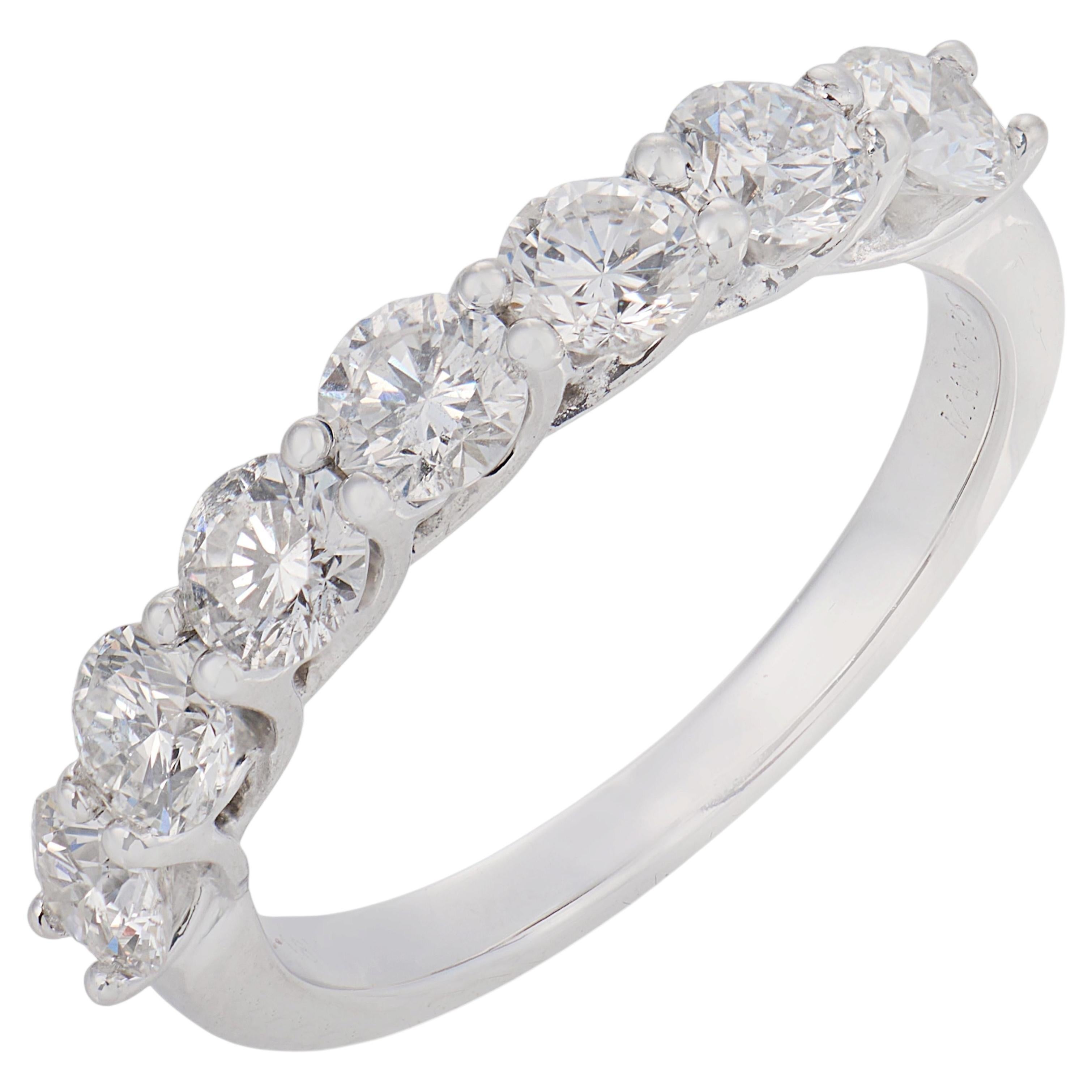 Vintage Mayors diamond 18k white gold half eternity band For Sale