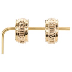 Vintage Maz 14K Yellow Gold Roman Numeral J Hoop Earrings