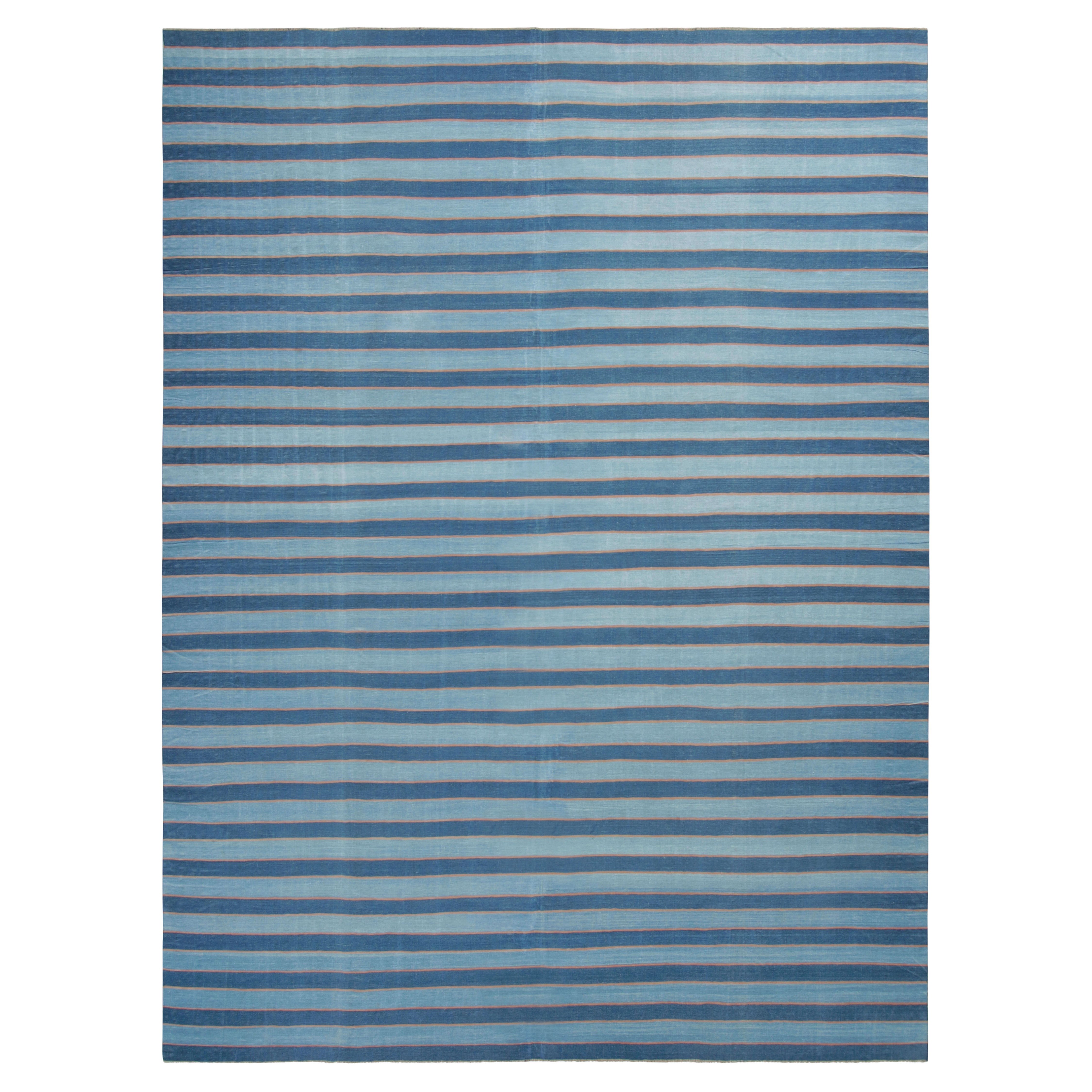 Tappeto vintage Mazandaran Persian Kilim, Gallery Runner in azzurro - Rug 
Kilim