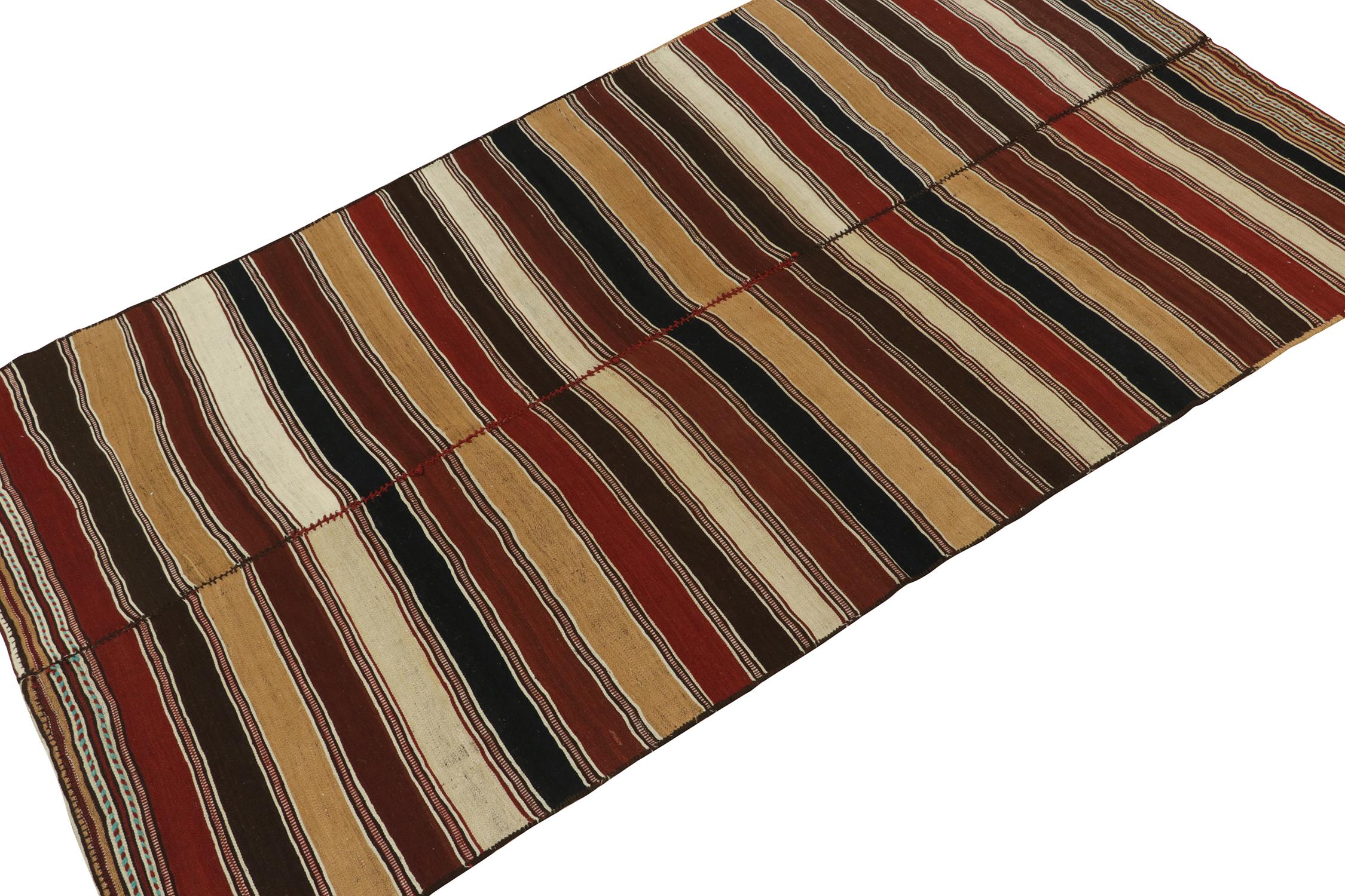 Tribal Vintage Mazandaran Persian Kilim in Rich Stripe Patterns by Rug & Kilim For Sale