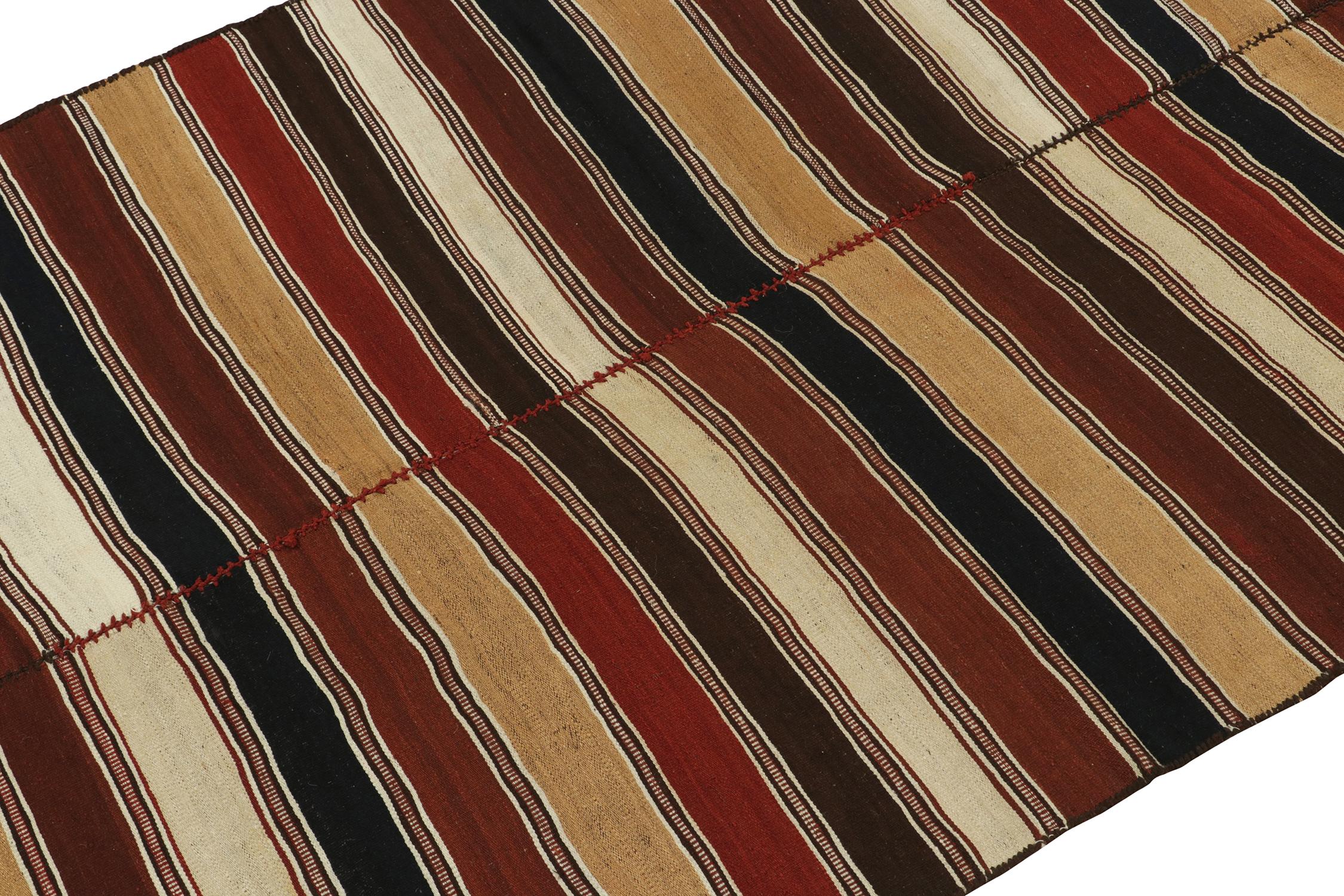 Hand-Knotted Vintage Mazandaran Persian Kilim in Rich Stripe Patterns by Rug & Kilim For Sale