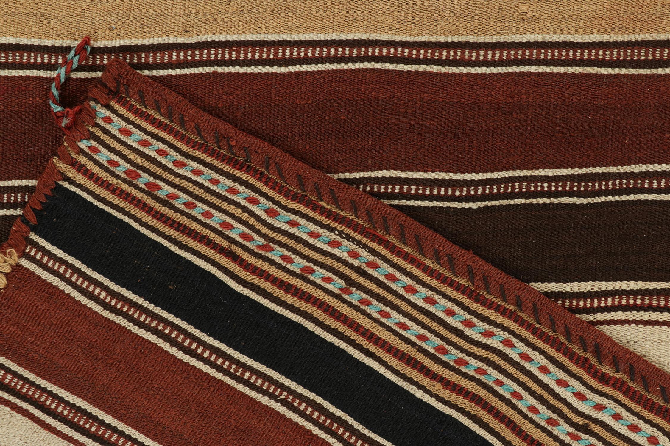 Wool Vintage Mazandaran Persian Kilim in Rich Stripe Patterns by Rug & Kilim For Sale