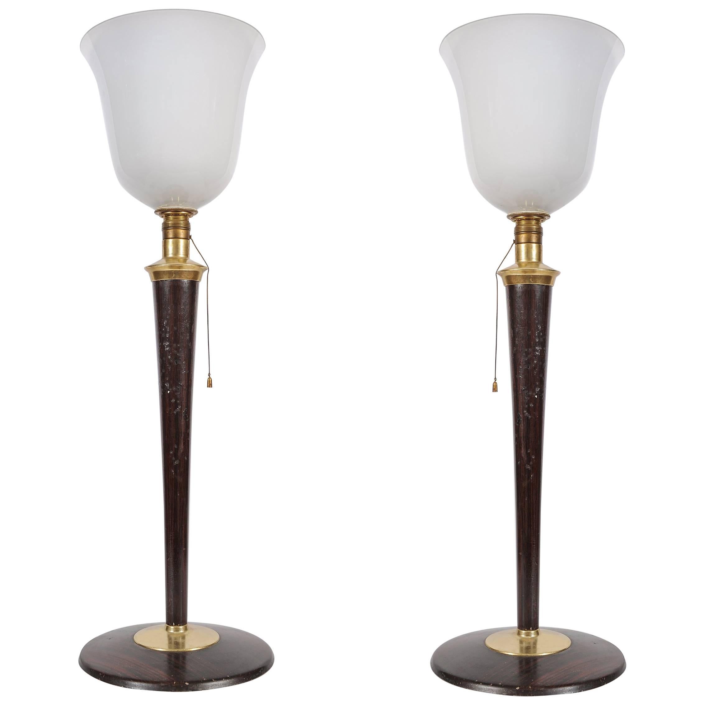 Art Déco  Mazda "Tulipe" Table Lamps, Rare Pair