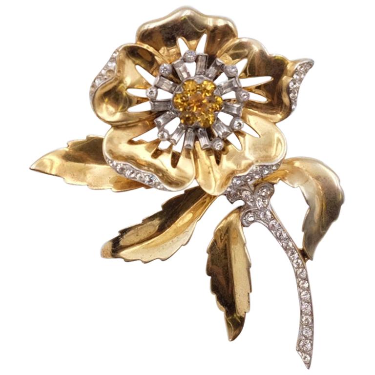 Vintage Mazer Flower Massive brooch 1940s