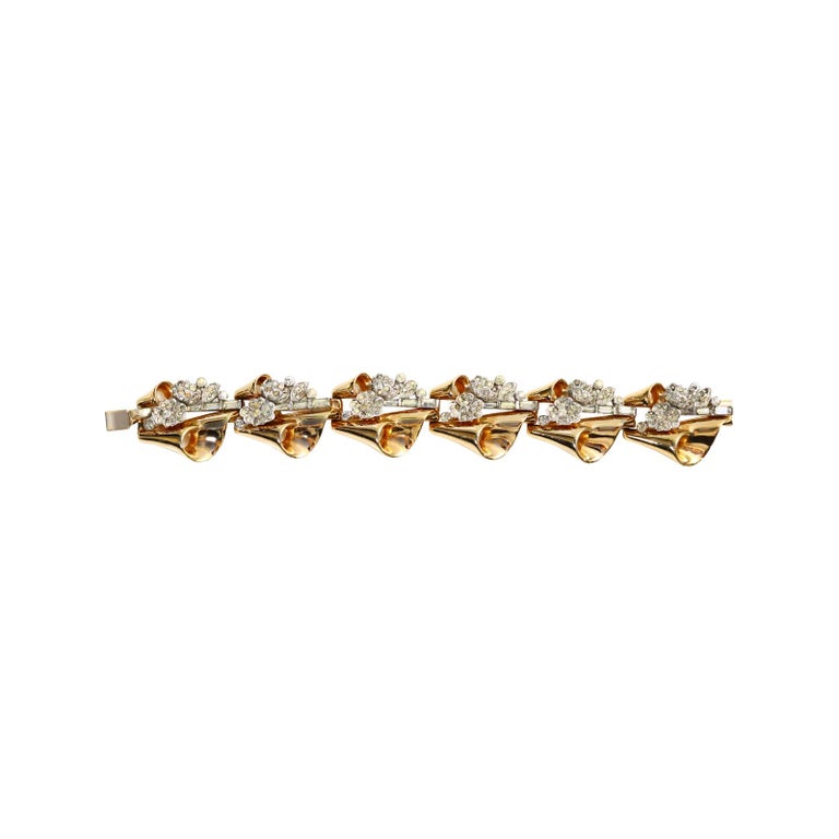 Women's or Men's Vintage Mazer Gold and Diamante Bracelet, circa 1960s For Sale