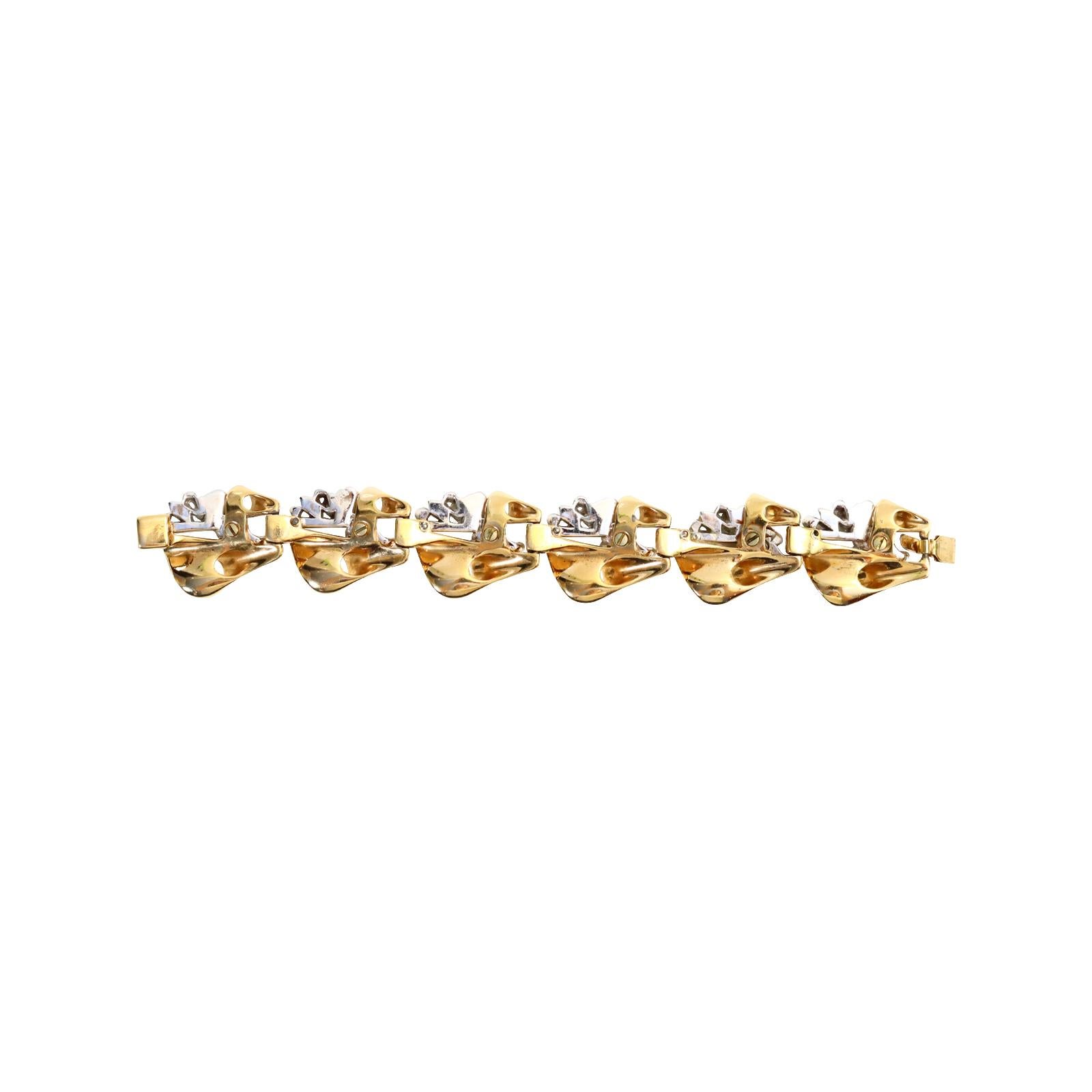 Vintage Mazer Gold and Diamante Bracelet, circa 1960s In Good Condition For Sale In New York, NY