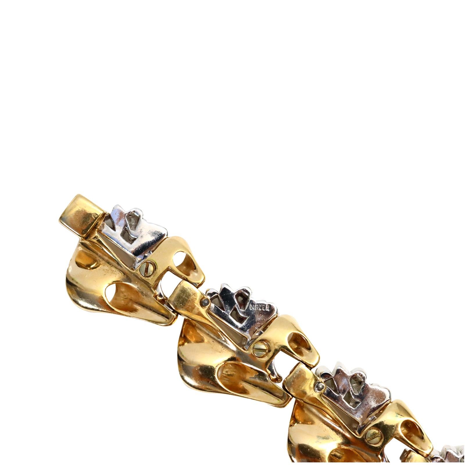 Bracelet vintage Mazer en or et diamants, années 1960 en vente 3