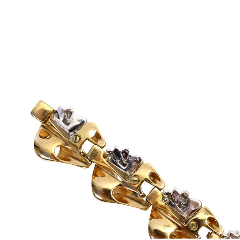Vintage Mazer Gold and Diamante Bracelet, circa 1960s For Sale 3