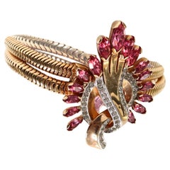 Vintage Mazer Gold und Diamanten mit rosa Armband, ca. 1960er Jahre