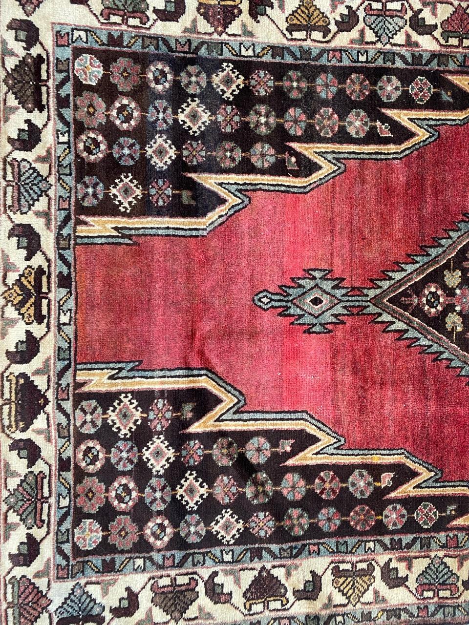 Rustic Bobyrug’s pretty Vintage Mazlaghan Rug For Sale