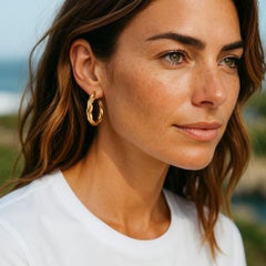 Vintage Mazza Bartholomew 14K Yellow Gold Twist Hoop Earrings 1" Diameter