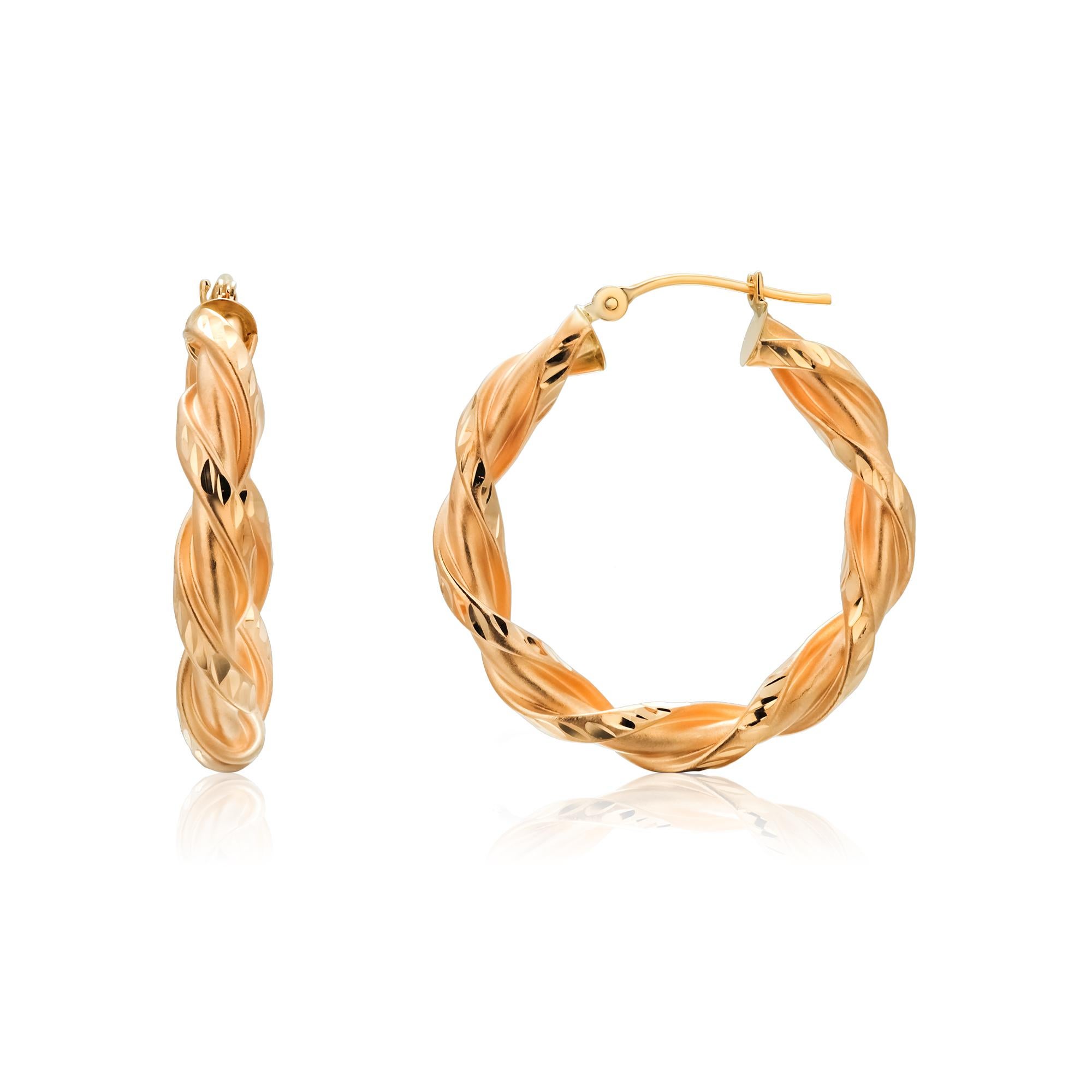 Moderne Vintage Mazza Bartholomew 14K Yellow Gold Twist Hoop Earrings 1