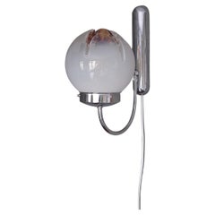 Vintage Mazzega Wall Lamp Sconce Murano Art Glass Globe Chrome Space Age 70's