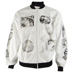 Vintage M.C. Escher Print Mens White Tyvek Bomber Jacket