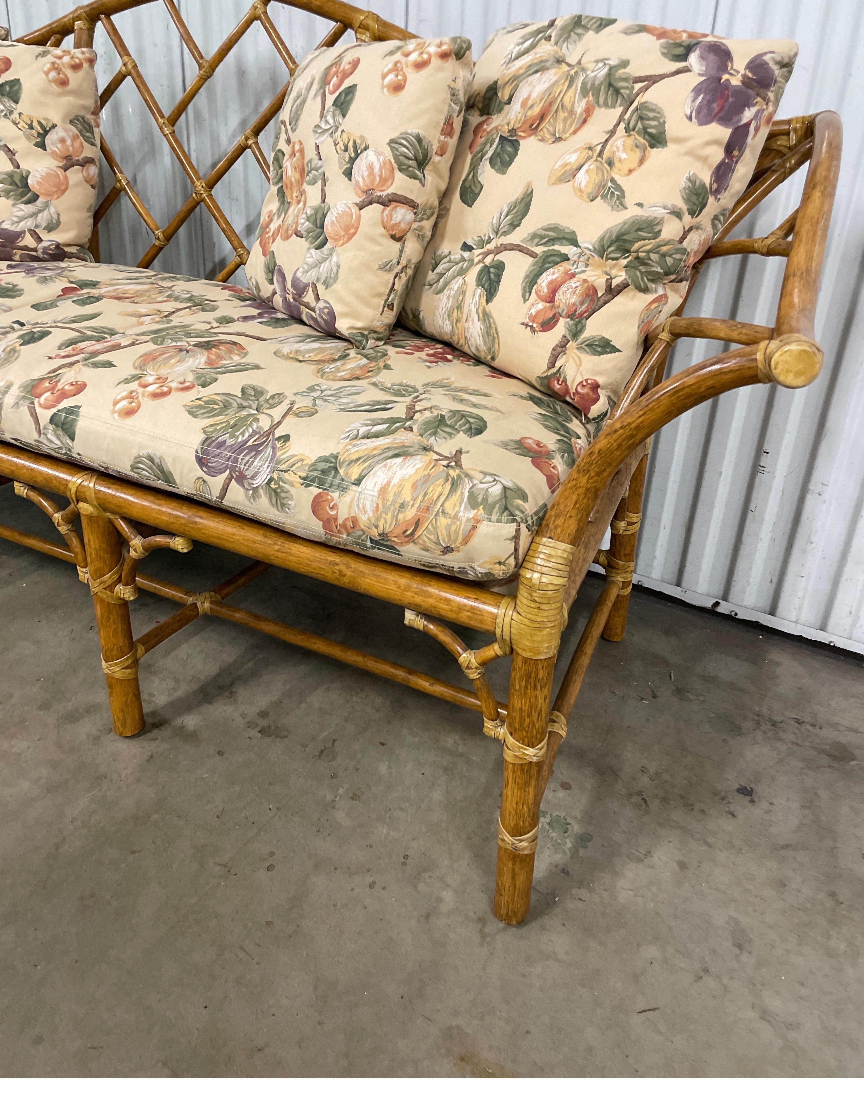 American Vintage Mc Guire Chinoiserie Style Bamboo Sofa For Sale