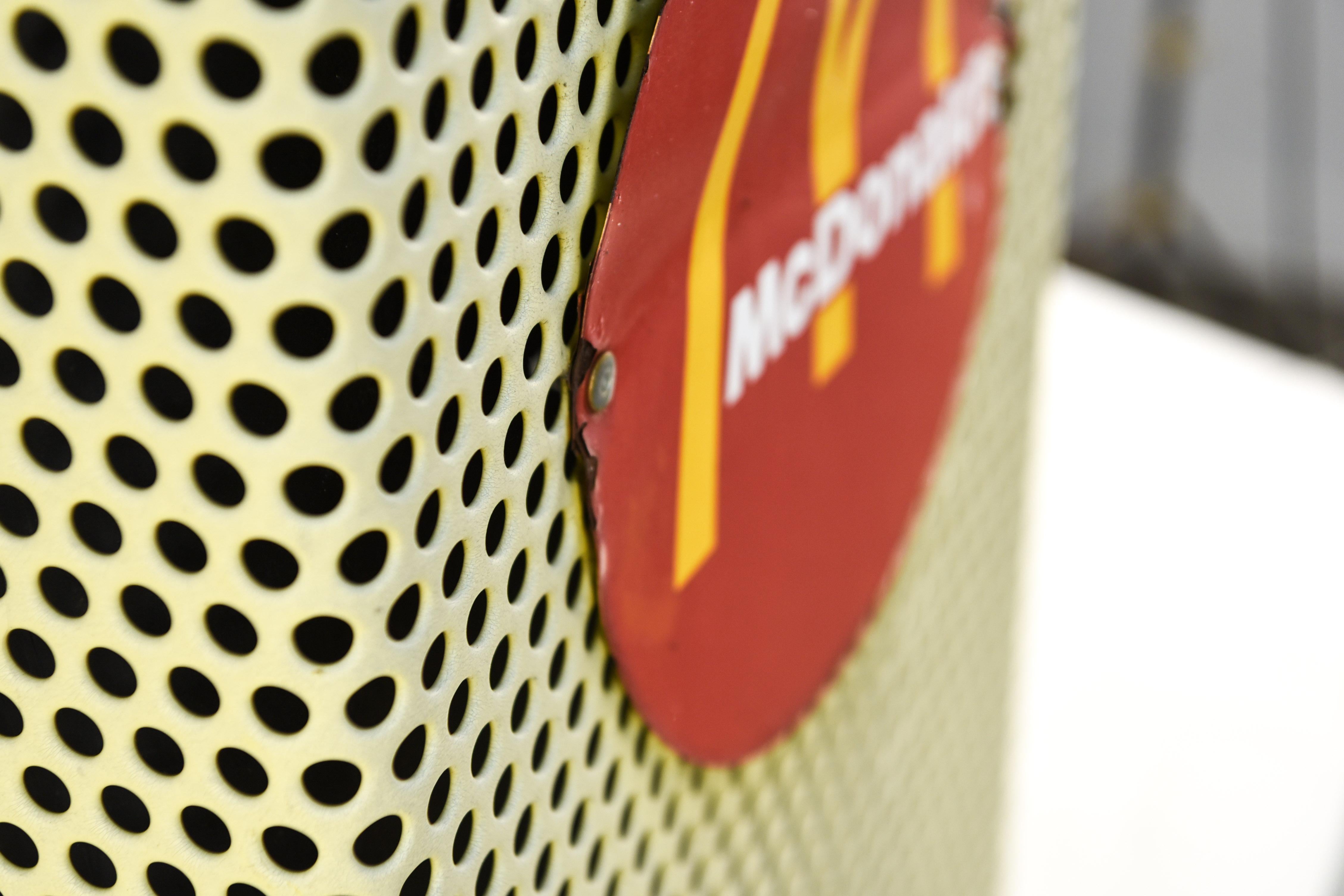 Vintage McDonald's Garbage Receptacle In Distressed Condition In Norwalk, CT