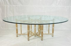 Table de salle à manger ovale en bambou avec verre biseauté, Vintage By, San Francisco