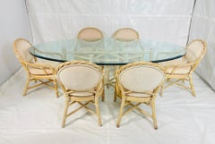 Vintage McGuire Bambus Oval Esstisch mit sechs passenden Stühlen, San Francisco