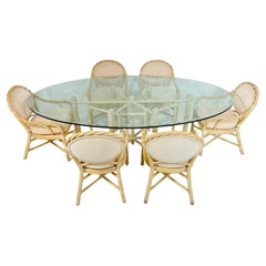Vintage McGuire Bamboo Oval Dining Table with Six Matching Chairs, San Francisco