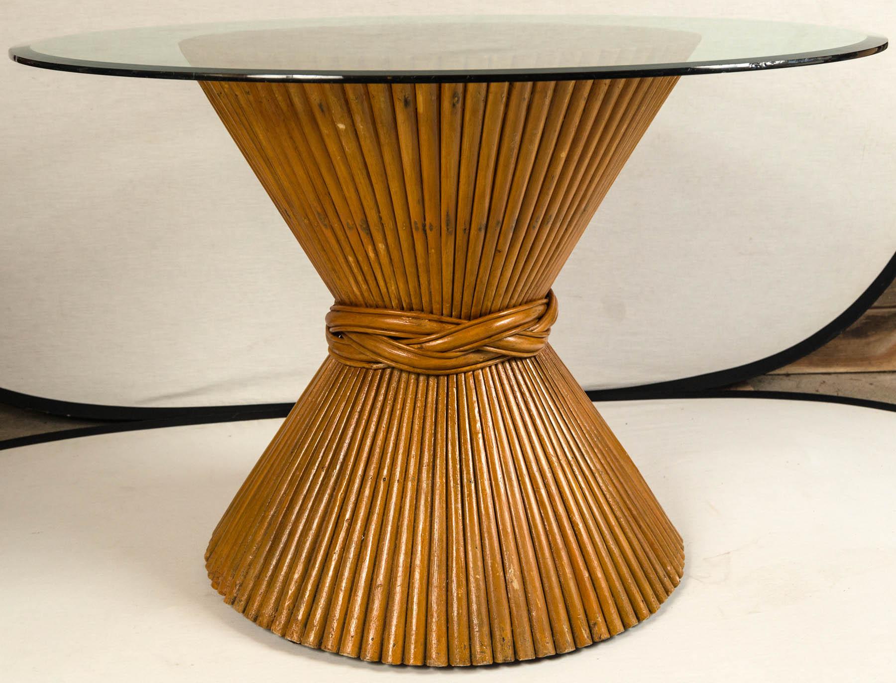 Vintage McGuire Bamboo Pedestal Table 2
