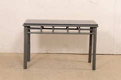 Vintage McGuire Cane & Rattan Console Table w/Polished Granite Top