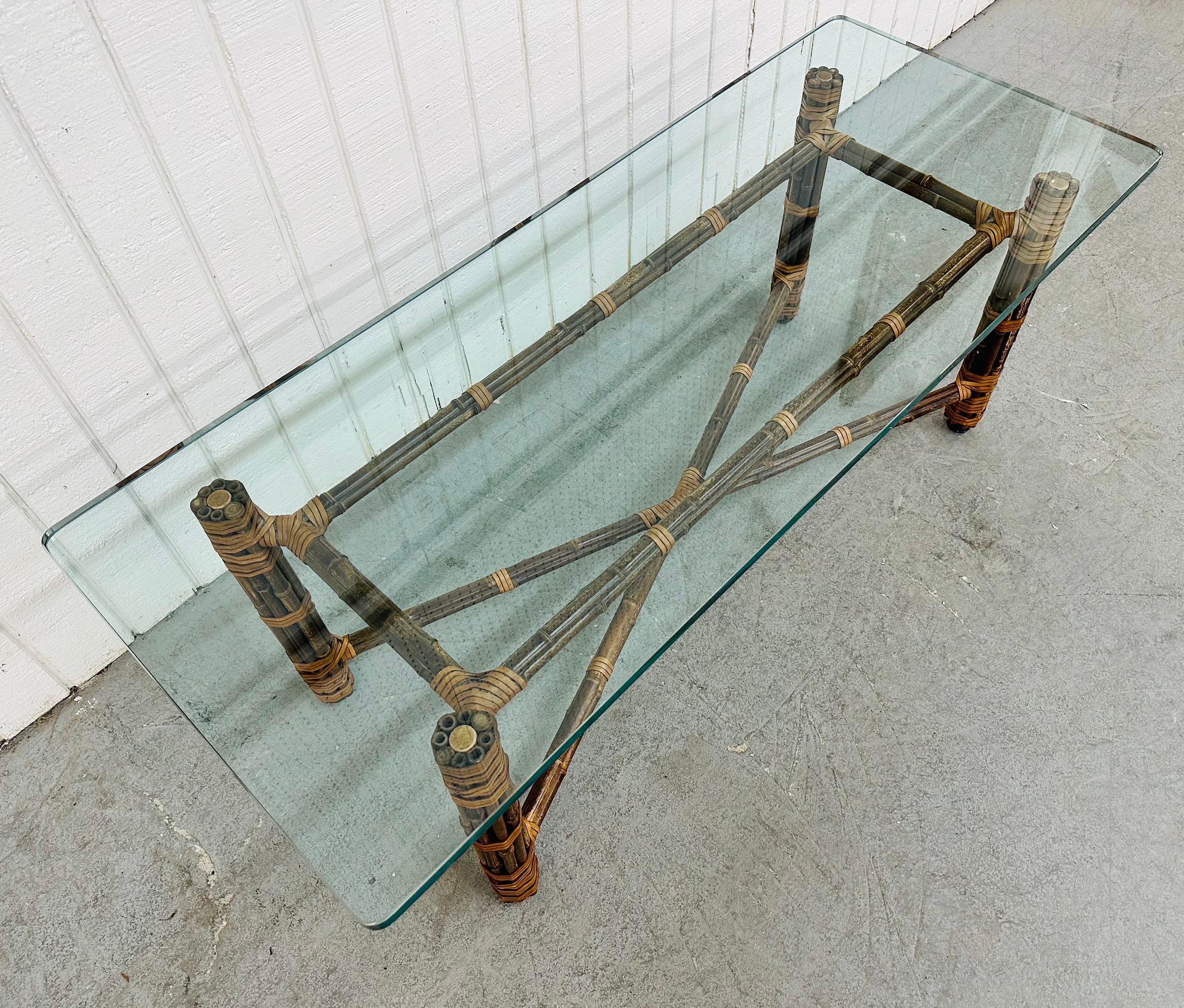 20th Century Vintage McGuire Faux Bamboo Glass Top Coffee Table For Sale