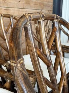 Vintage McGuire M-74 “Arrow Back” Rattan Dining Arm Chairs by Elinor McGuire-Six