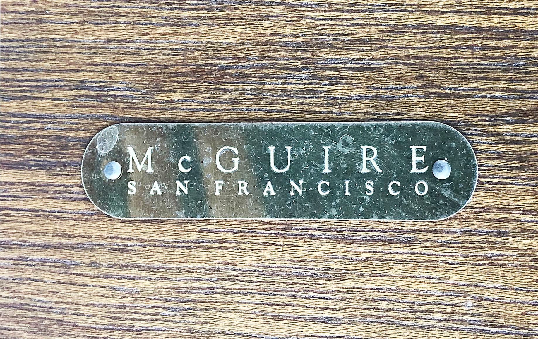 Vintage McGuire Rattan and Leather Swivel Bar Stools, Set of 3 4