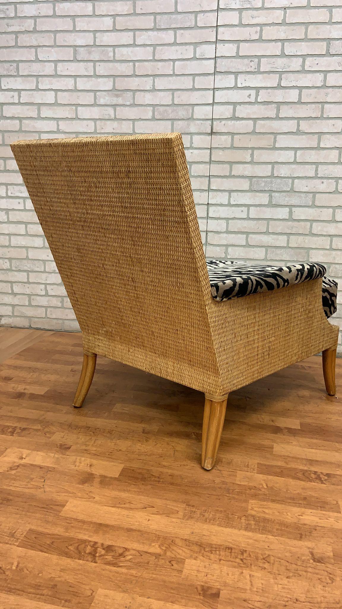 Vintage McGuire Rattan and Wicker Umbria Lounge Chair with Ottoman, 2 Piece Set For Sale 2