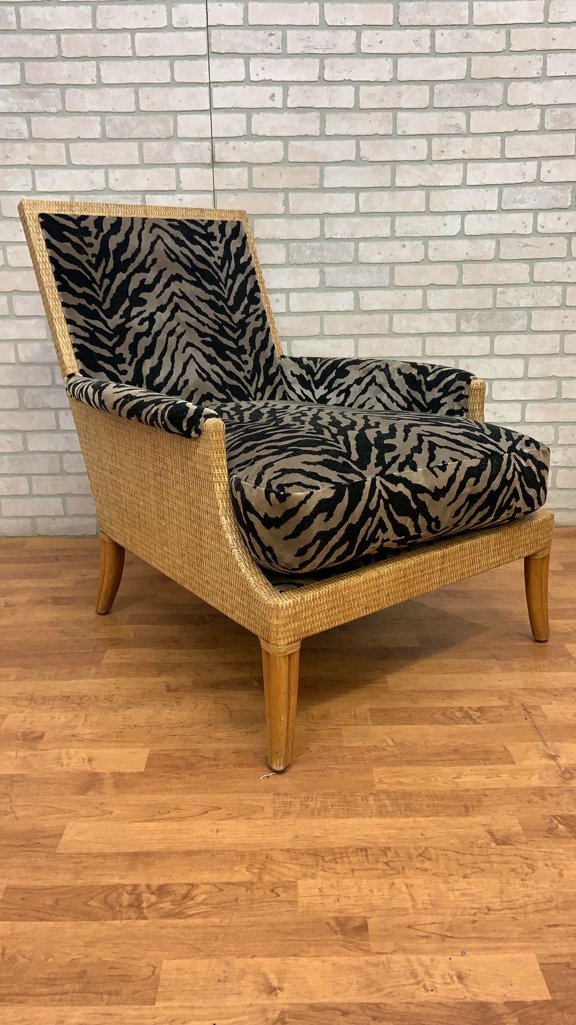 Vintage McGuire Rattan and Wicker Umbria Lounge Chair with Ottoman, 2 Piece Set For Sale 4