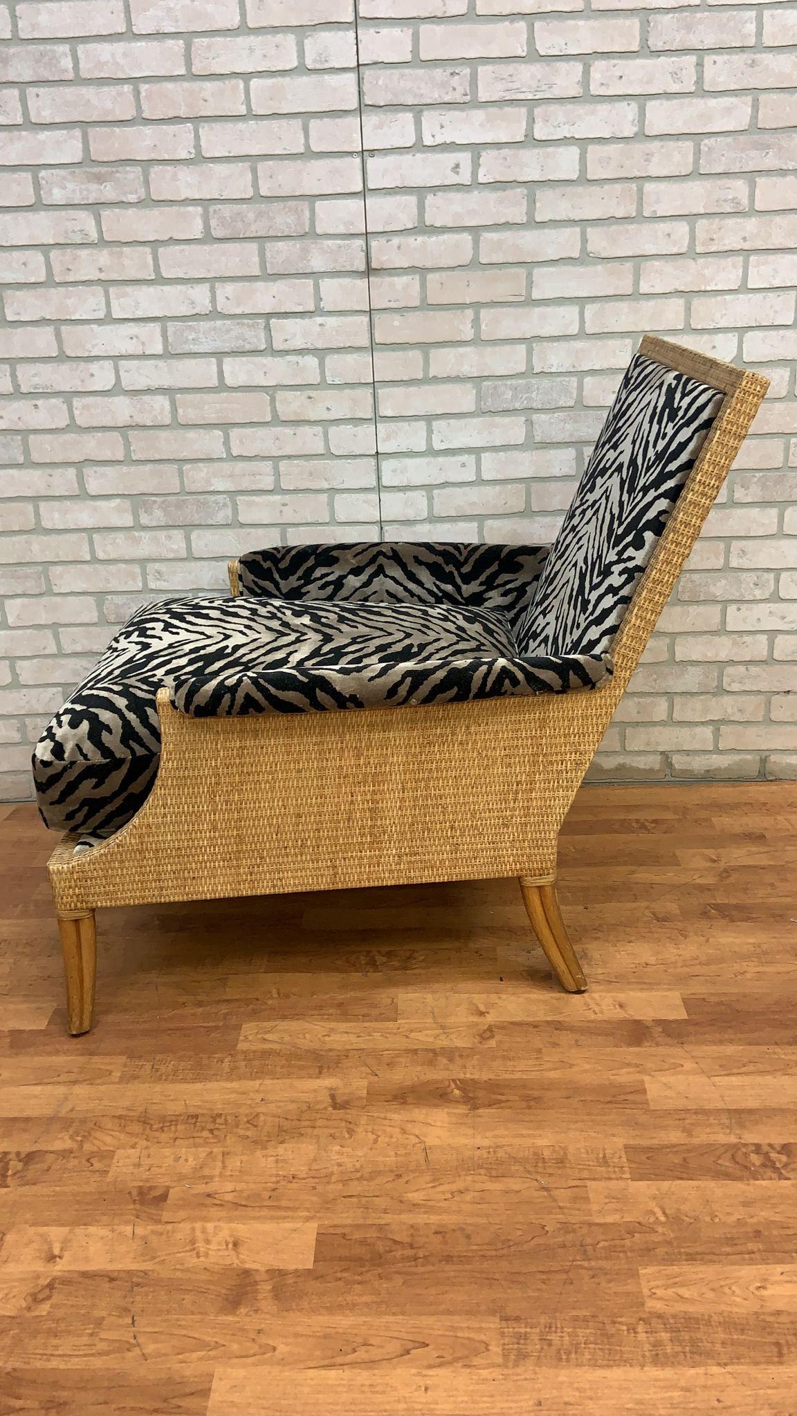 Vintage McGuire Rattan and Wicker Umbria Lounge Chair with Ottoman, 2 Piece Set For Sale 5