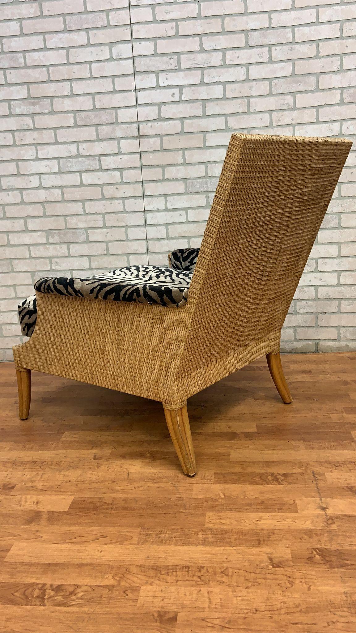 Vintage McGuire Rattan and Wicker Umbria Lounge Chair with Ottoman, 2 Piece Set For Sale 1