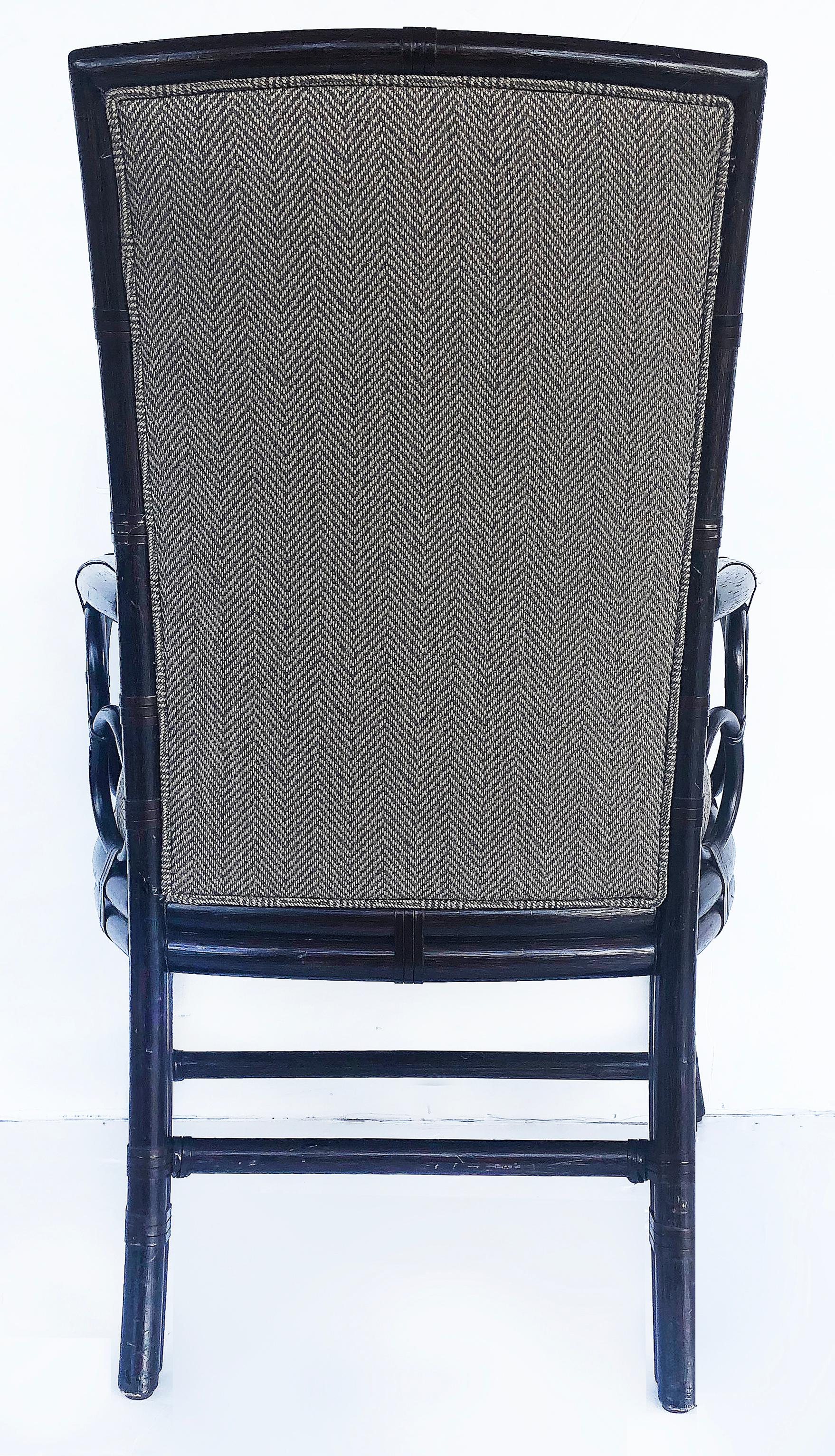 Vintage McGuire Rattan Armchairs, Newly Upholstered Pair 1