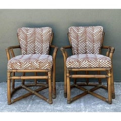 Chaises longues vintage en rotin McGuire en quadrille Alan Campbell "Zig Zag" - A Pa
