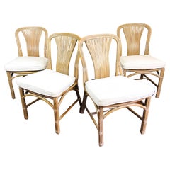 Vintage McGuire Rattan Set of 4 Organic Modern Dining Chairs