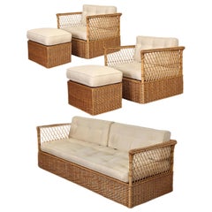 Vintage McGuire Rattan Wicker Case Living Room Set – 5 Pieces
