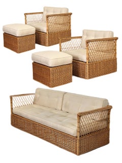 Conjunto de salón Vintage McGuire de ratán y mimbre - 5 piezas