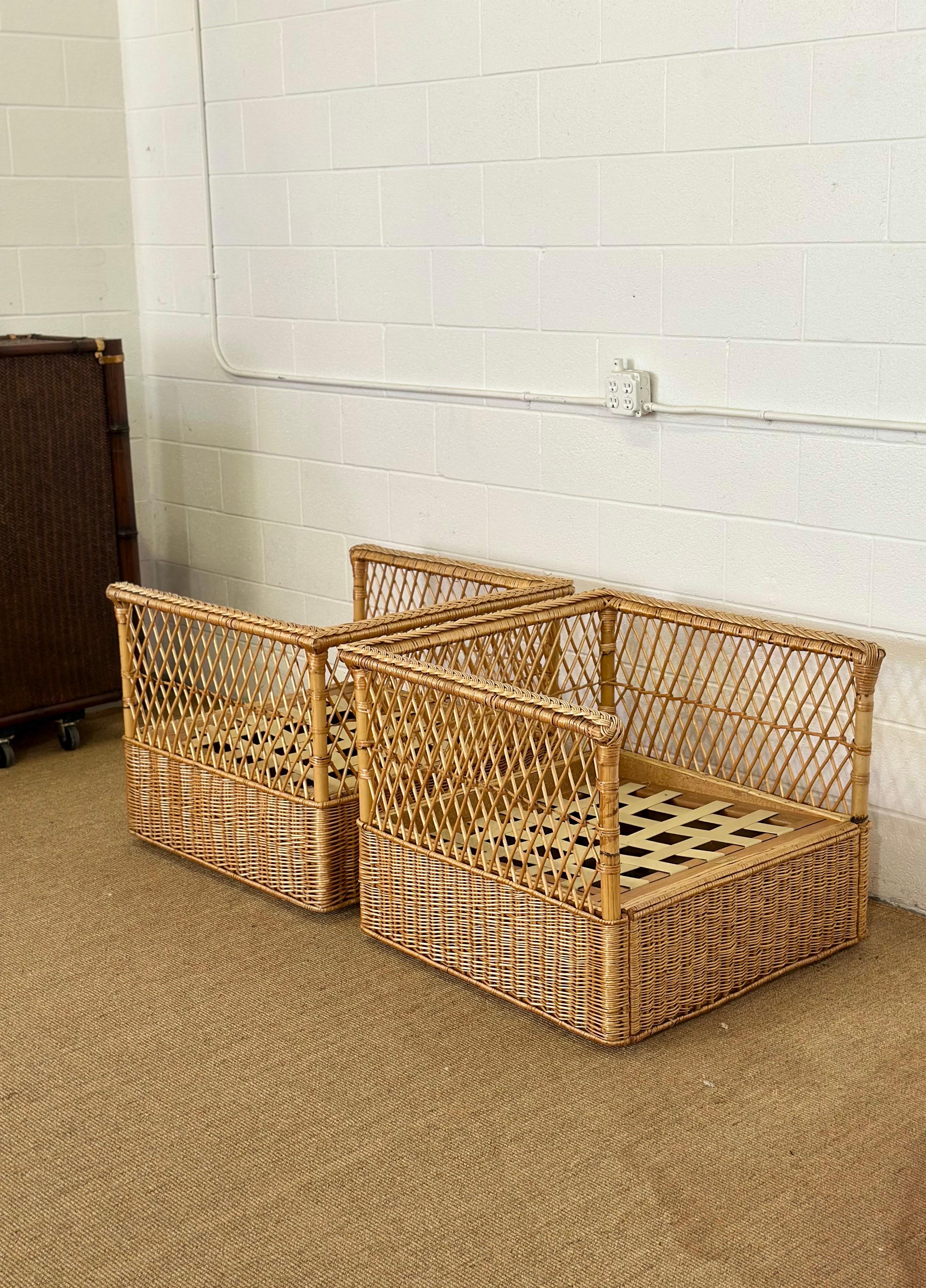 Vintage McGuire Rattan Wicker Case Lounge Chairs & Ottomans - Ein Satz von 4 im Angebot 6