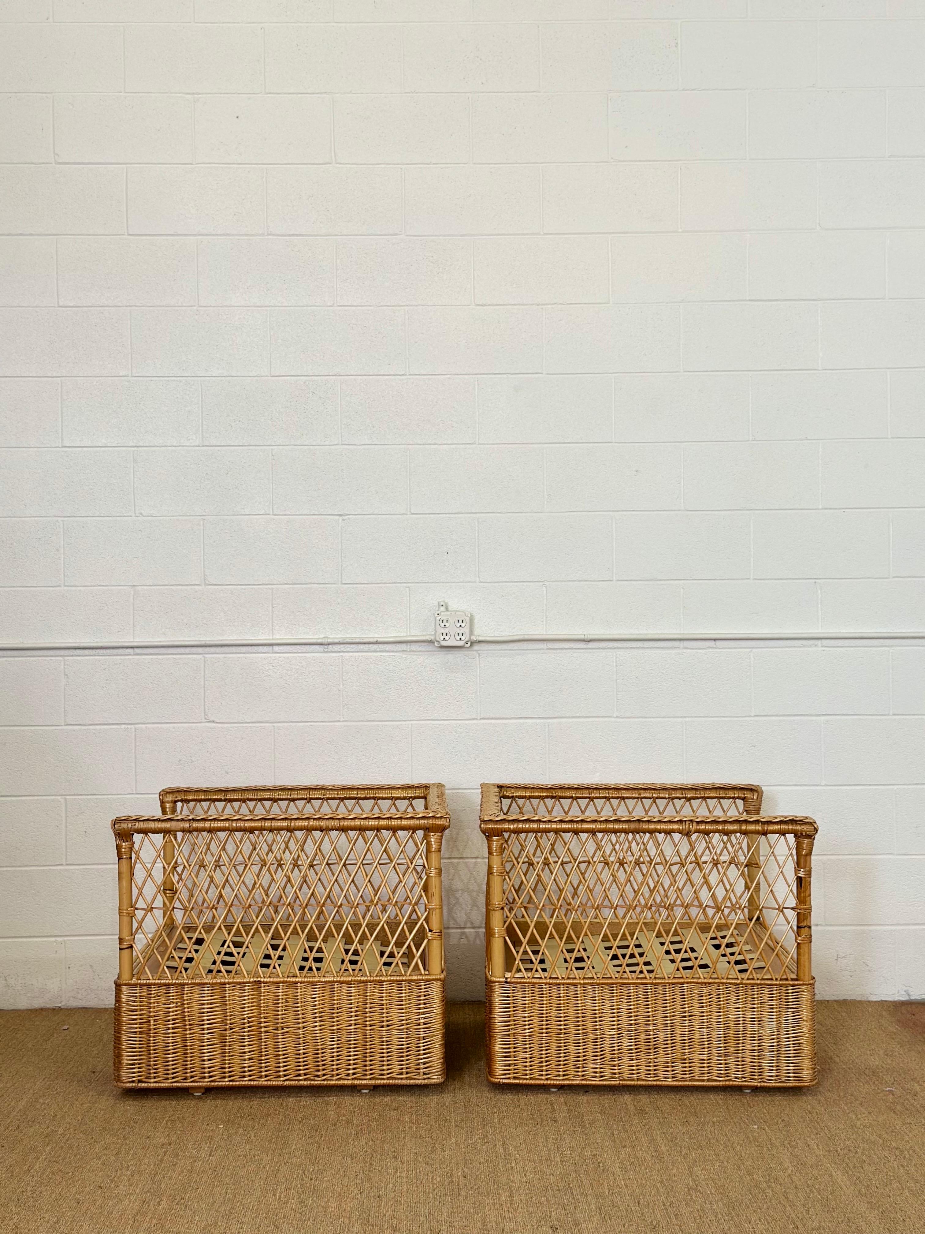 Vintage McGuire Rattan Wicker Case Lounge Chairs & Ottomans - Ein Satz von 4 im Angebot 7